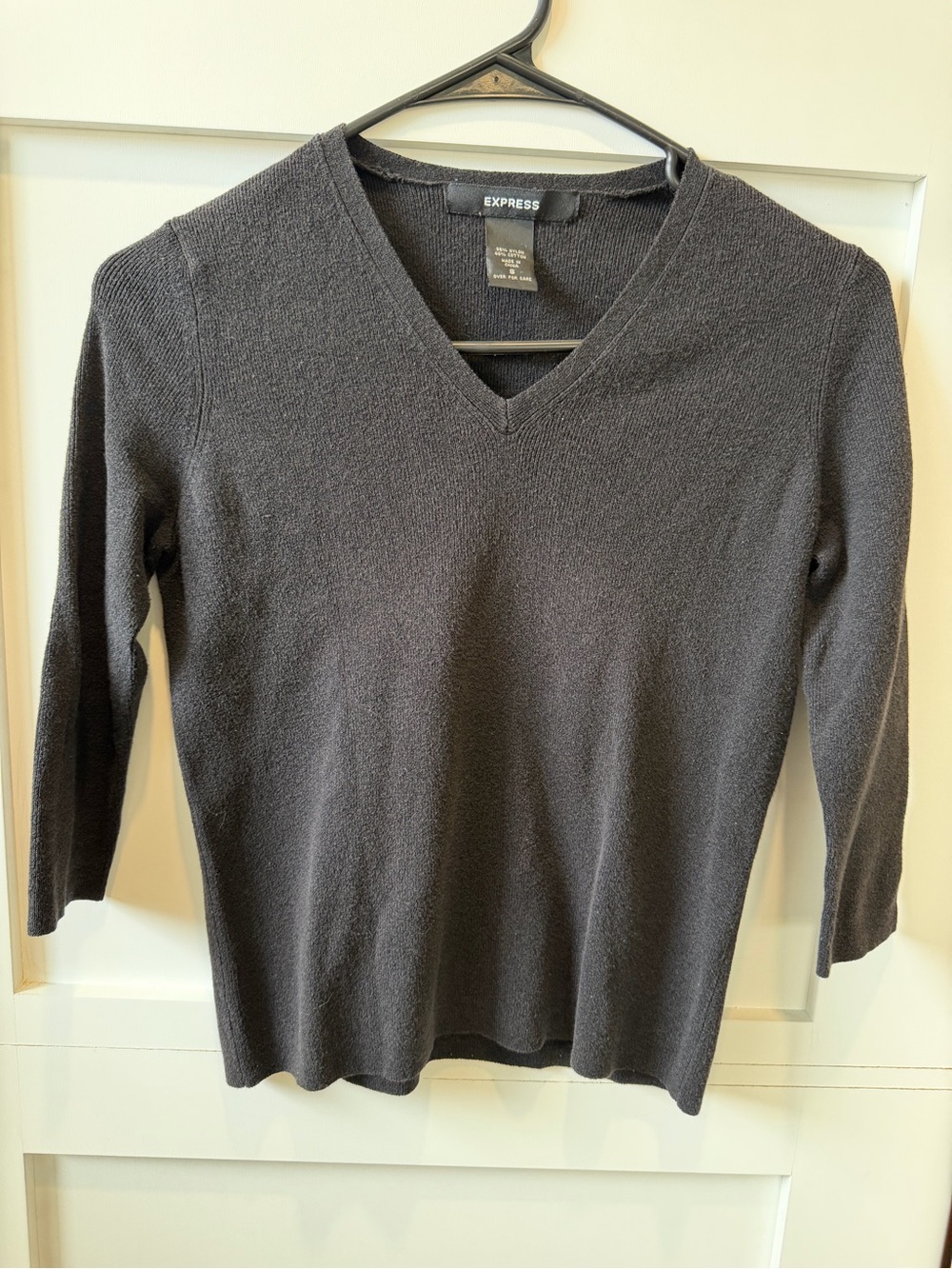 Express Black Knit Top with V-Neck